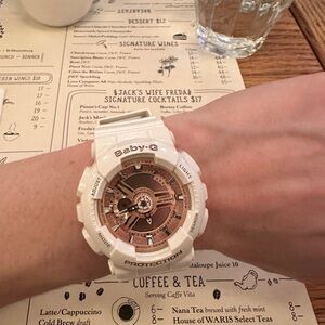 Casio Baby-G White and Rose Gold Dial Sport Watch